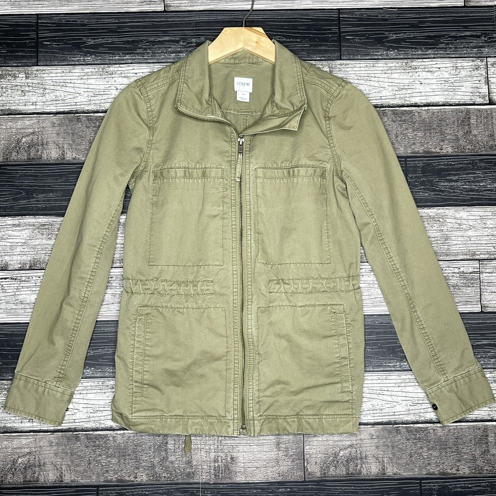 J Crew Utility Jacket Womens Size XXS Green Canvas Cotton Pockets Adult